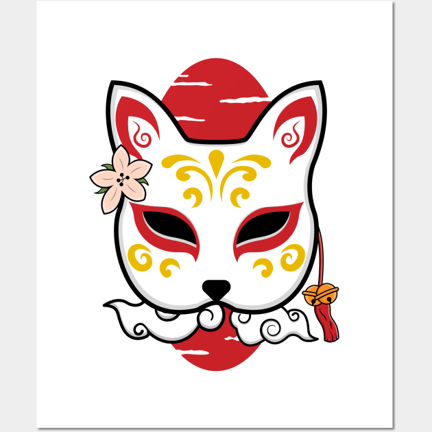 Japanese kitsune mask Wall Art by Starkey Store